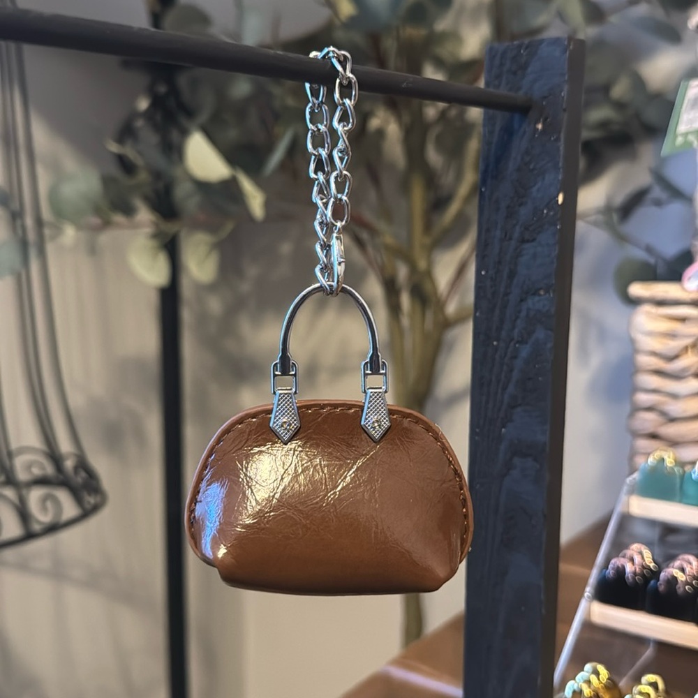 Mini Leather Purse Bag Charm (Brown)